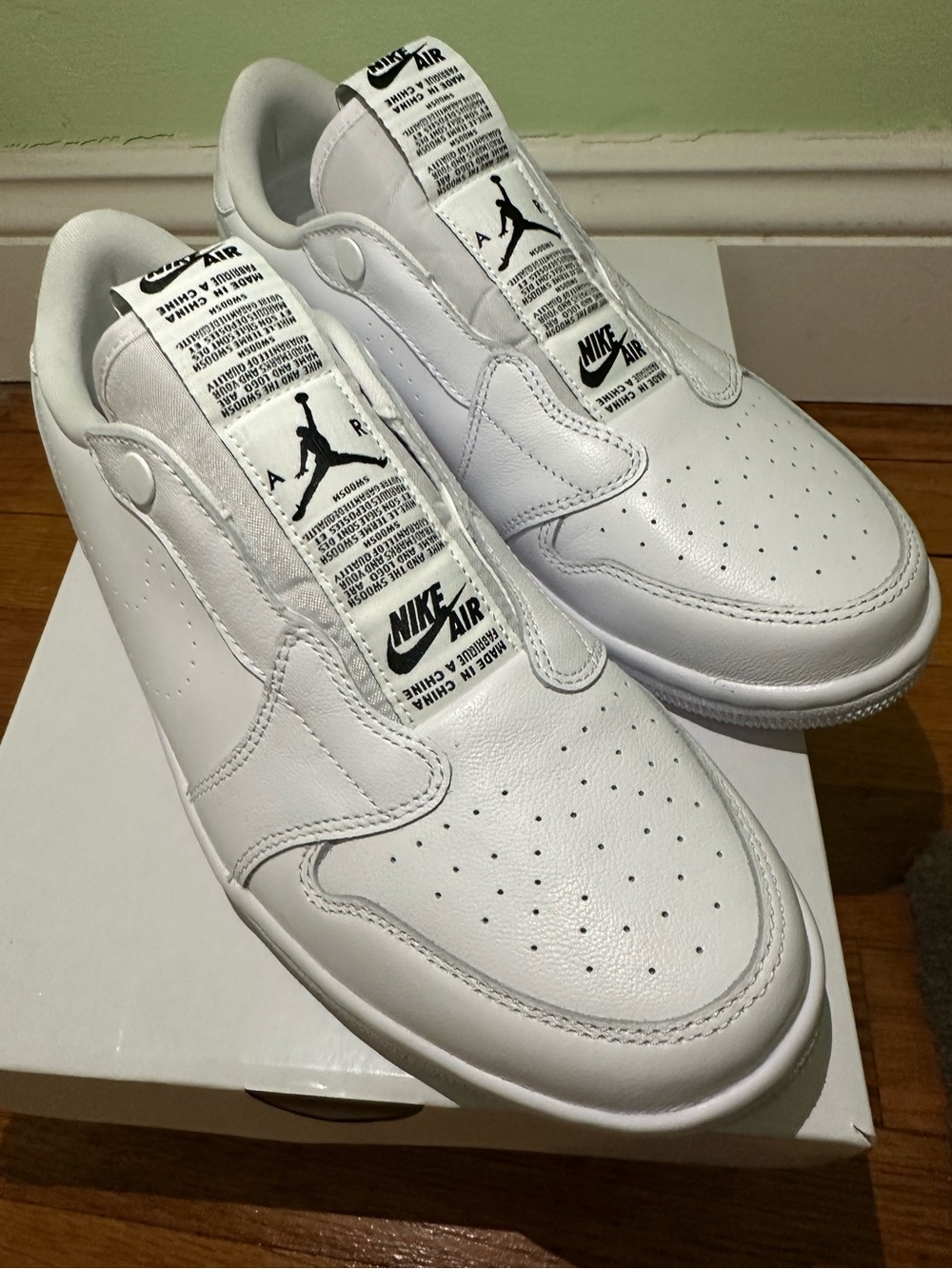 Nike Air Jordan 1 Retro Low Slip-On White Leather Sneakers for Women